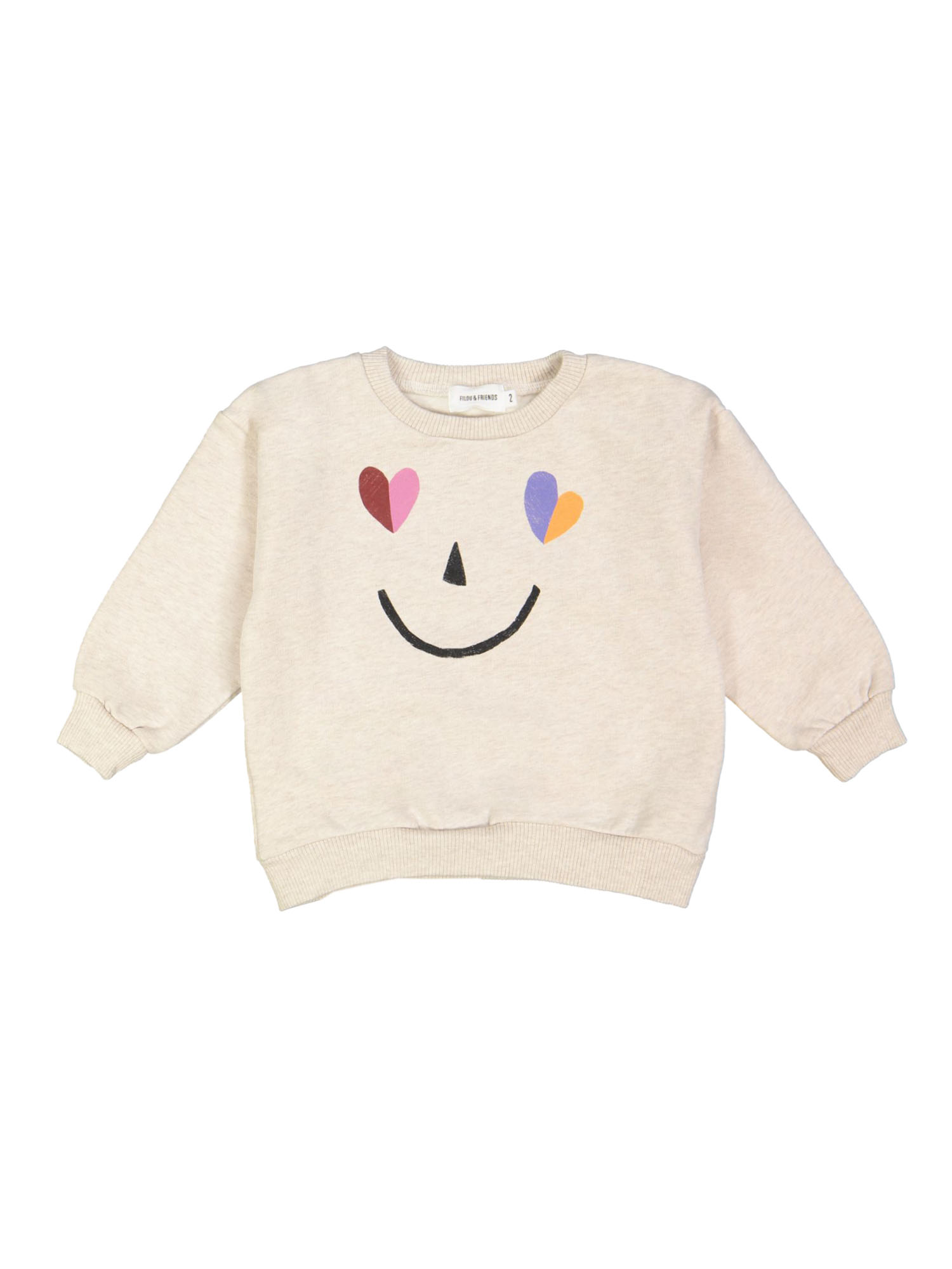 Sweater heart smiley chiné beige