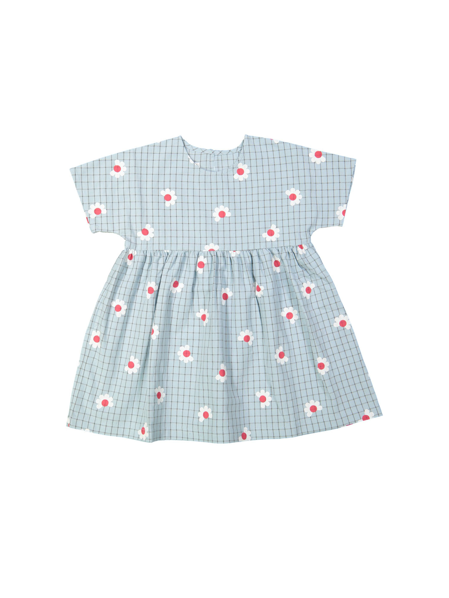 Dress check flowers light blue