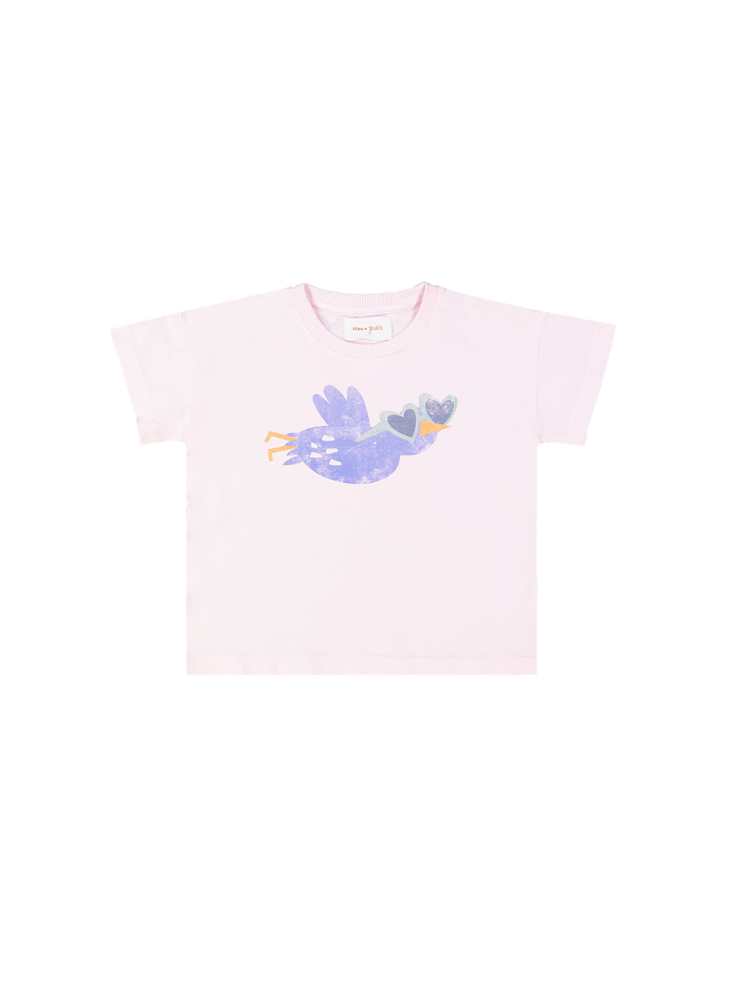 t-shirt birdheart lichtroze 02j-03j