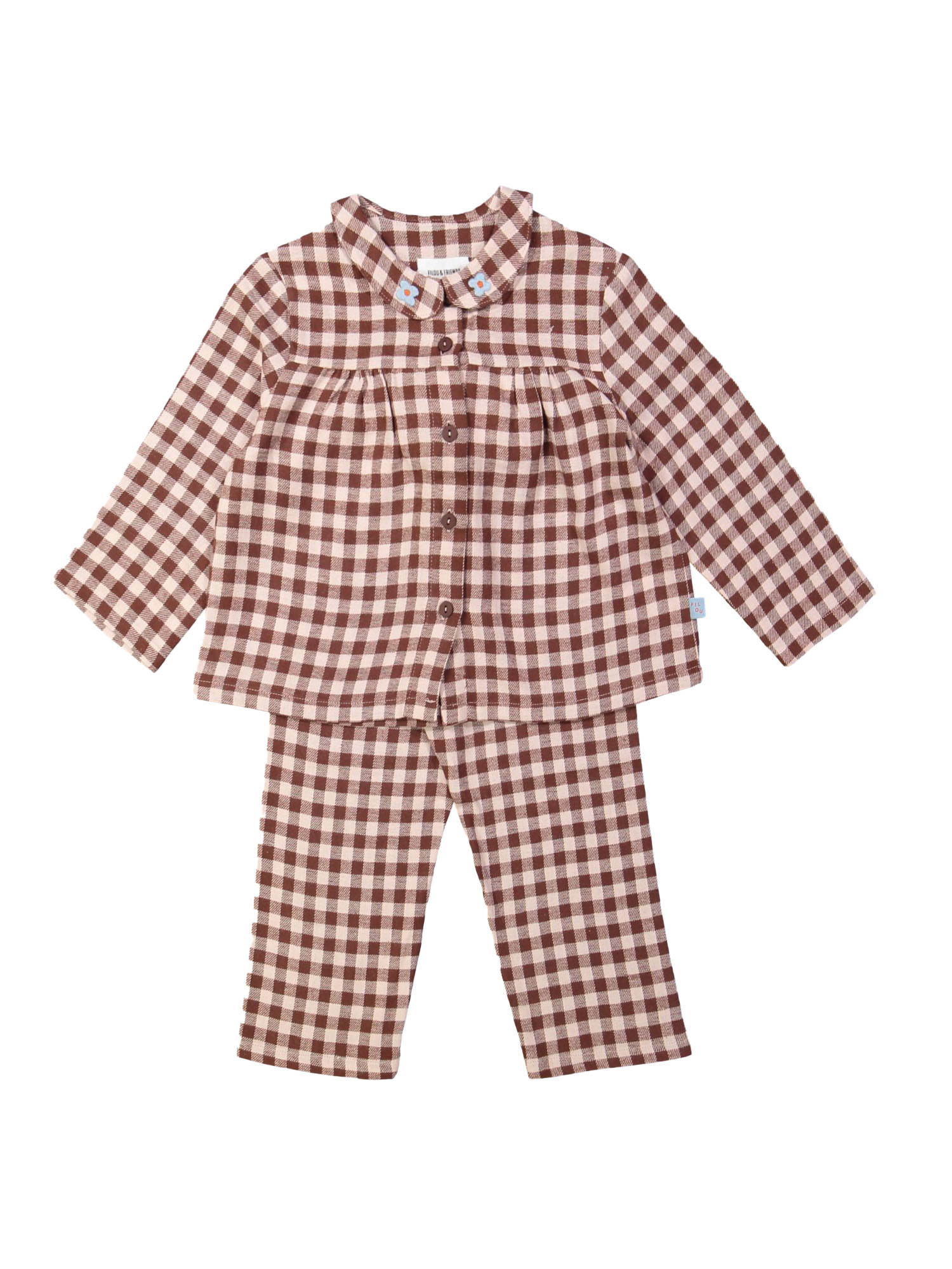 Pyjama ruit lichtroze 12m-18m
