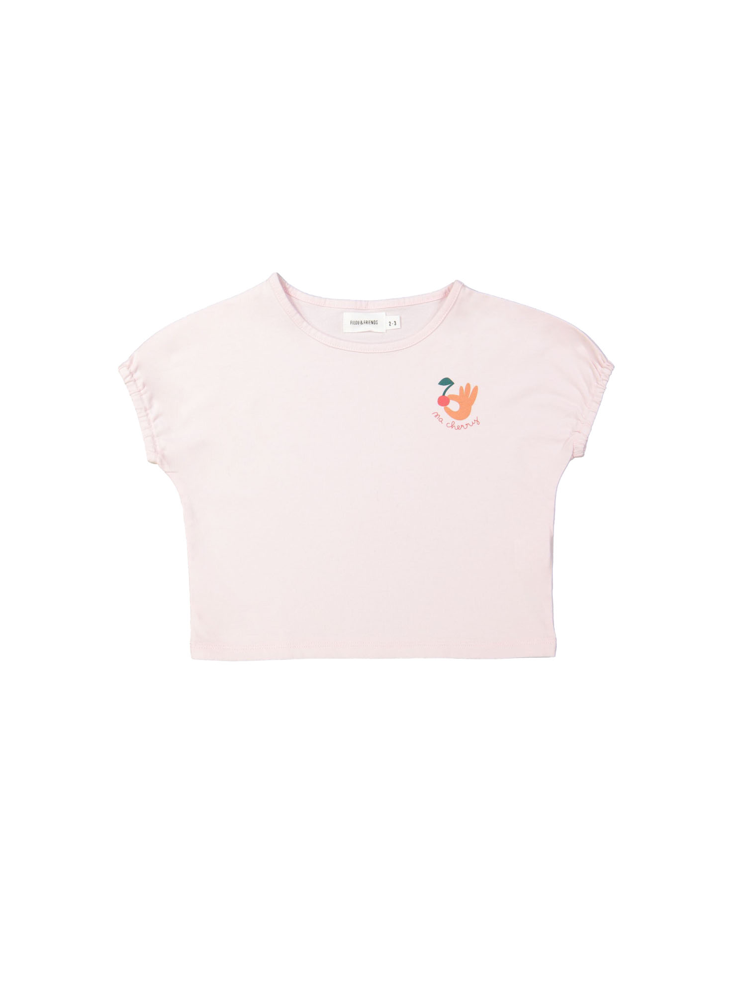 T-shirt cherry lichtroze 12m