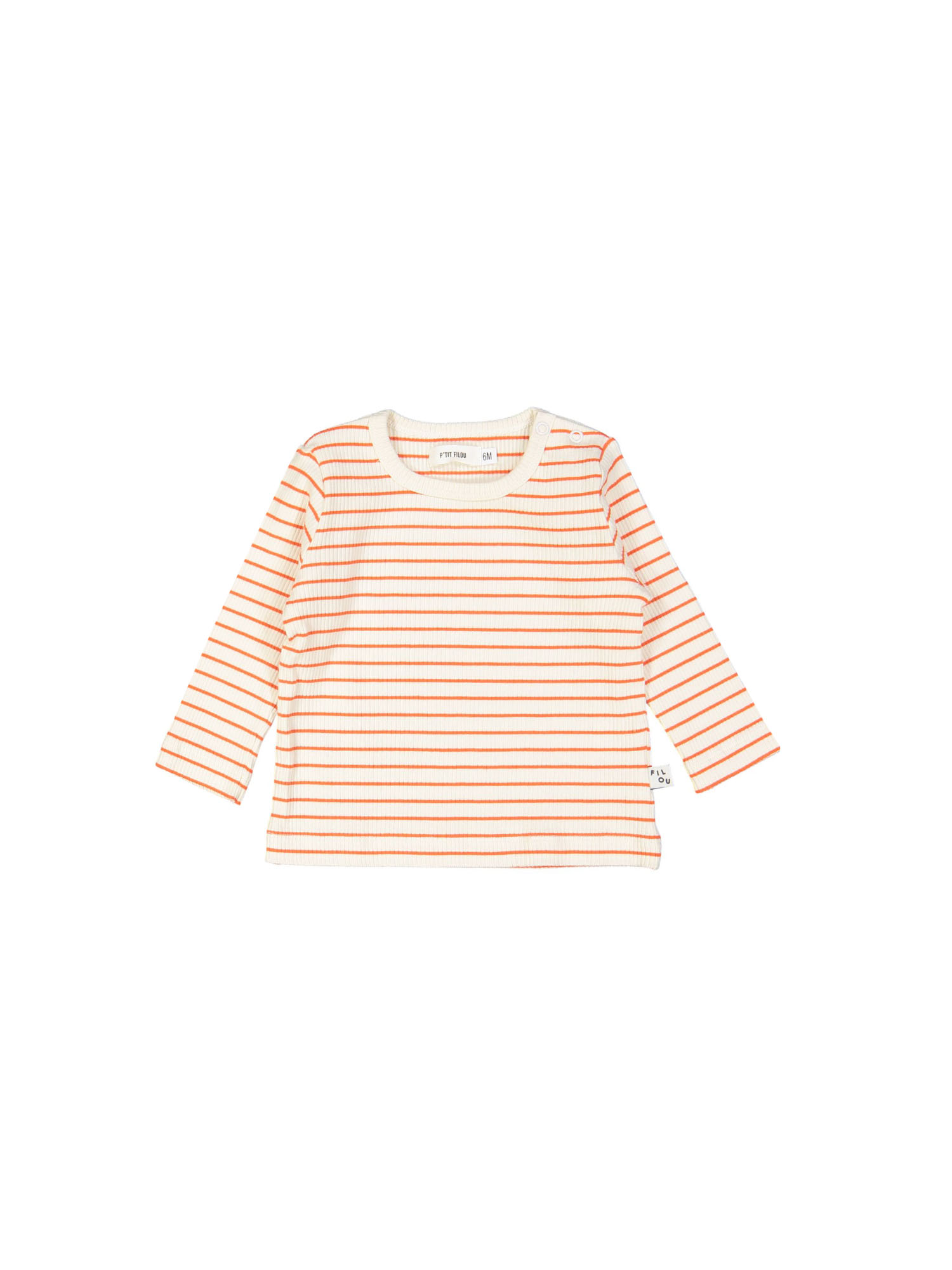 t-shirt mini rib stripe orange | Filou & Friends