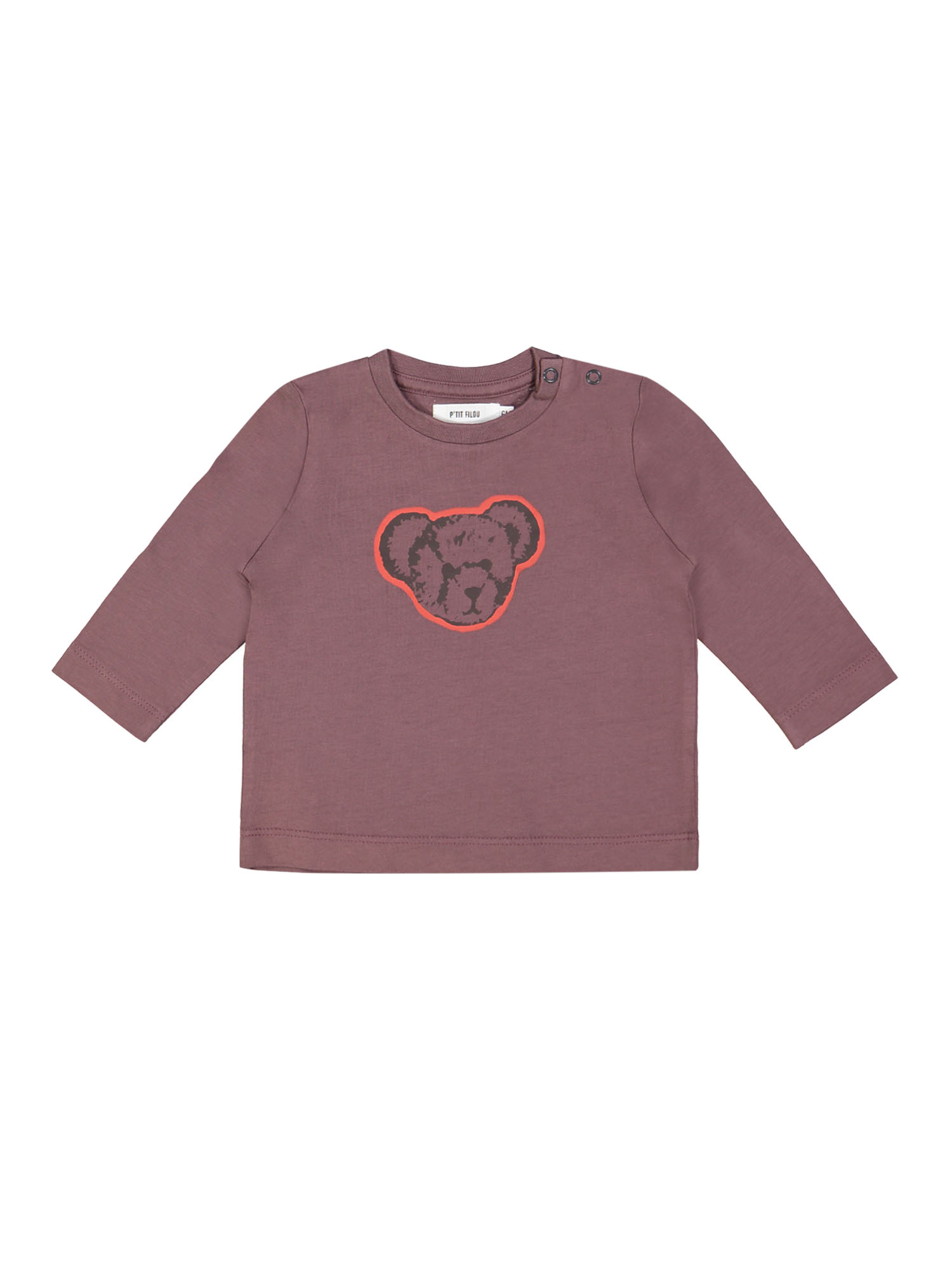 T-shirt teddy bear aubergine 06m