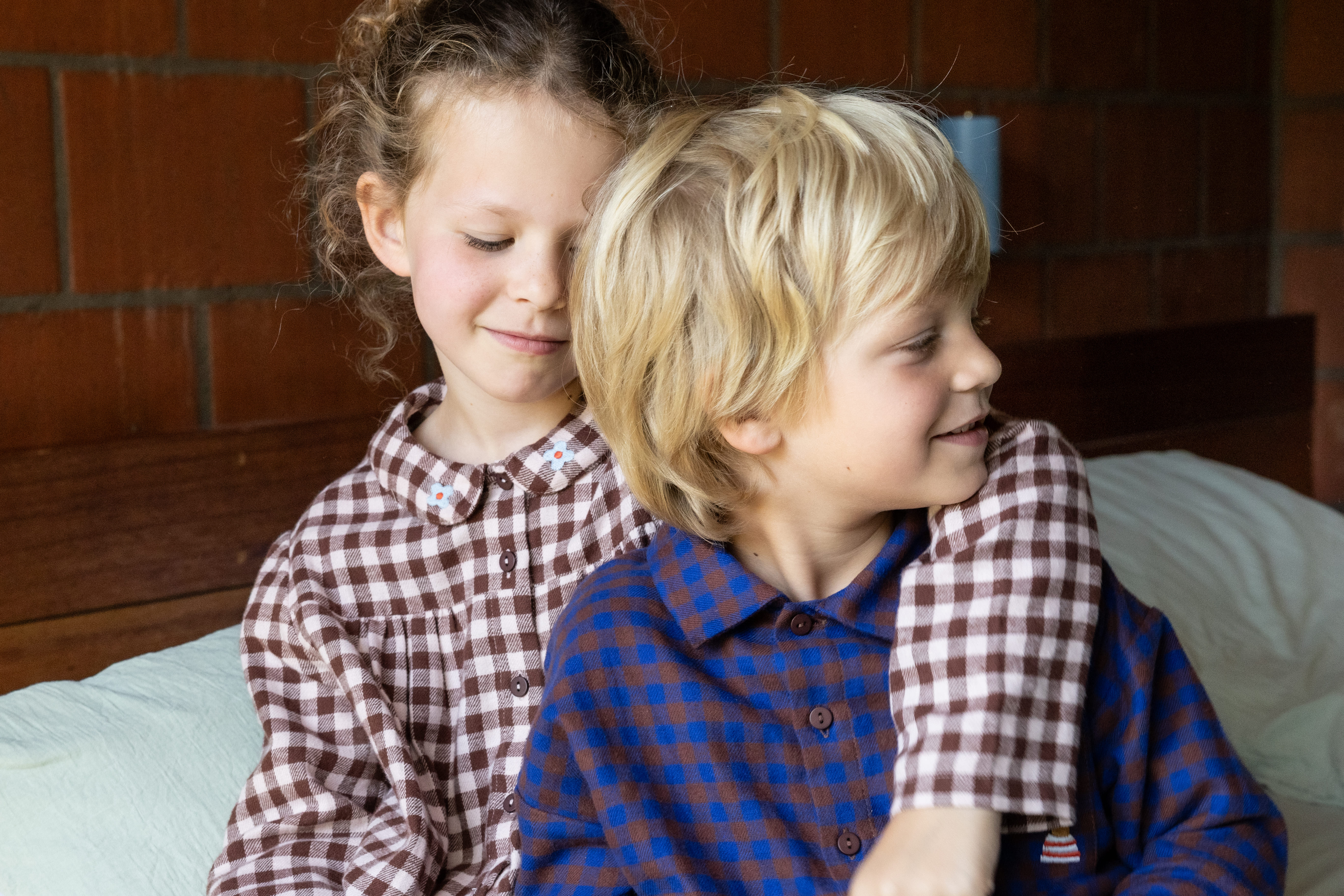 Pyjama ruit lichtroze 12m-18m