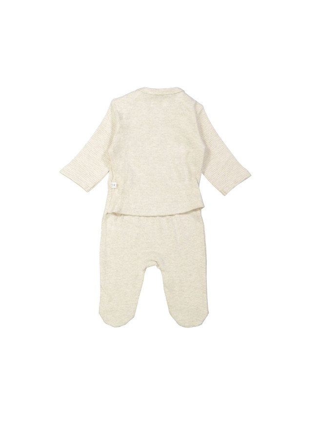 Pyjama fijne streep hugs and kisses beige 00m