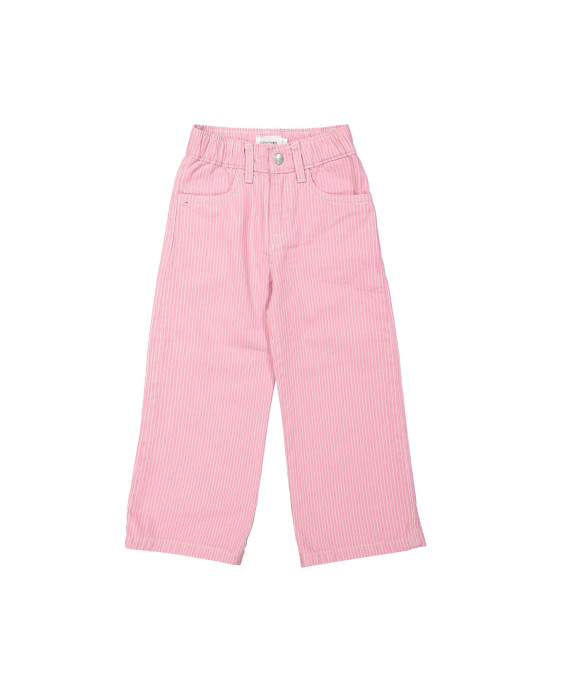 Jeans wide rits streep roze 