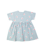 Jurk ruit flowers lichtblauw 12m