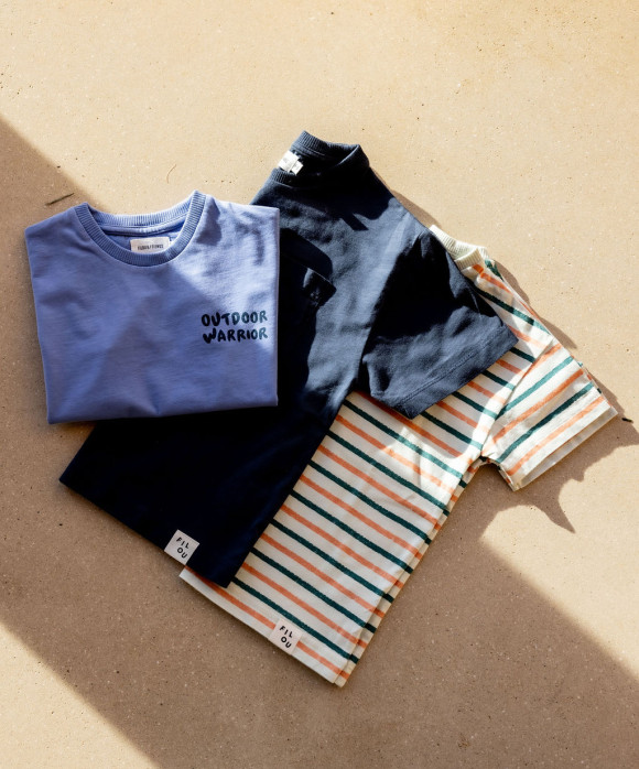 T-shirt streep aqua 