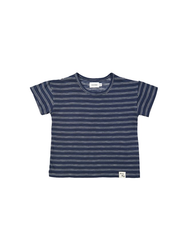 T-shirt streep donkerblauw 12m
