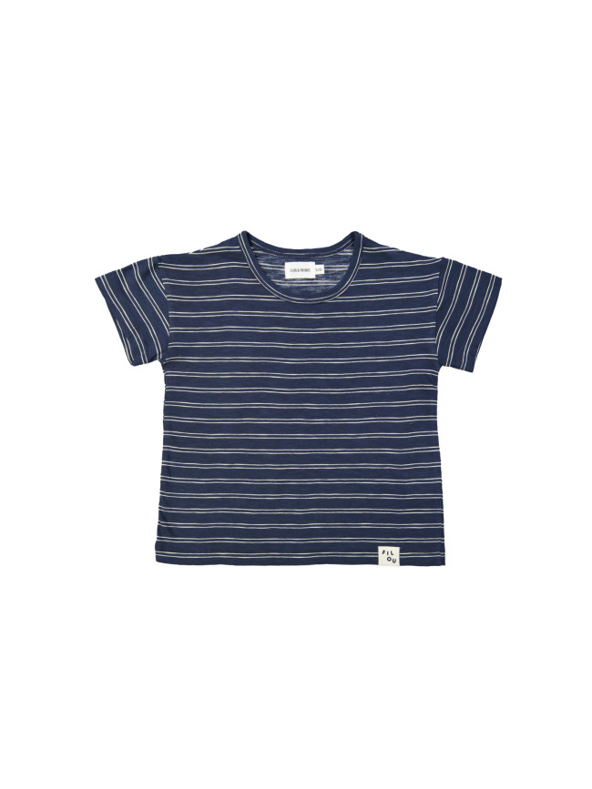T-shirt streep donkerblauw 12m