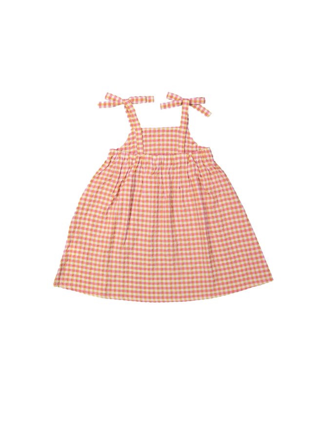 Jurk vichy ruit roze 06j