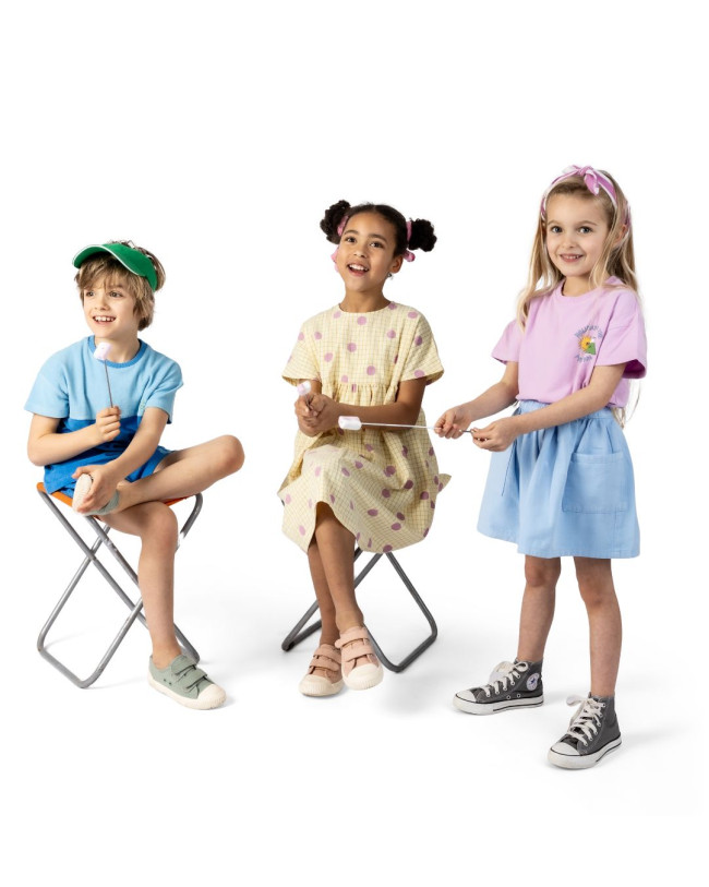 Jurk ruit dots geel 12m