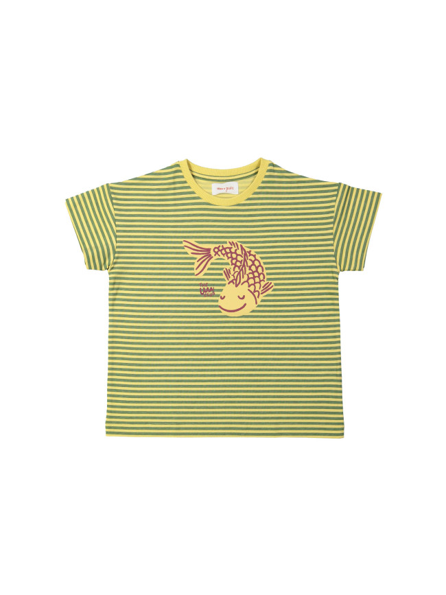 T-shirt streep fish geel 12m