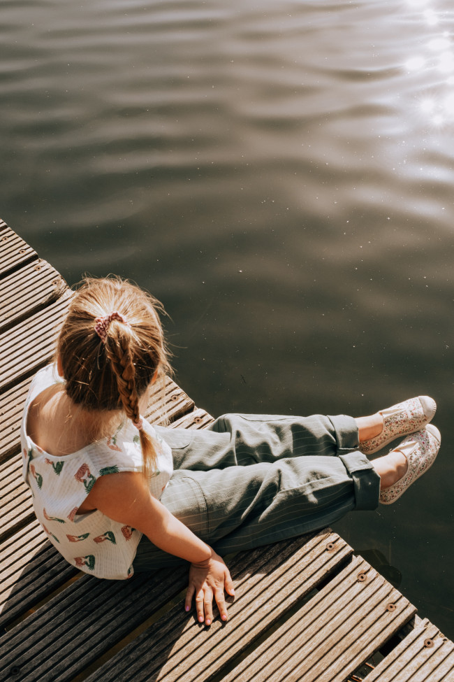 Broek streep grijsgroen 12m