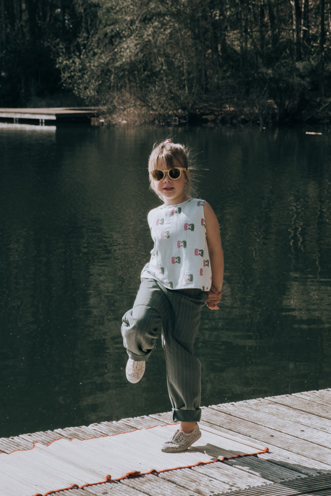 Broek streep grijsgroen 12m