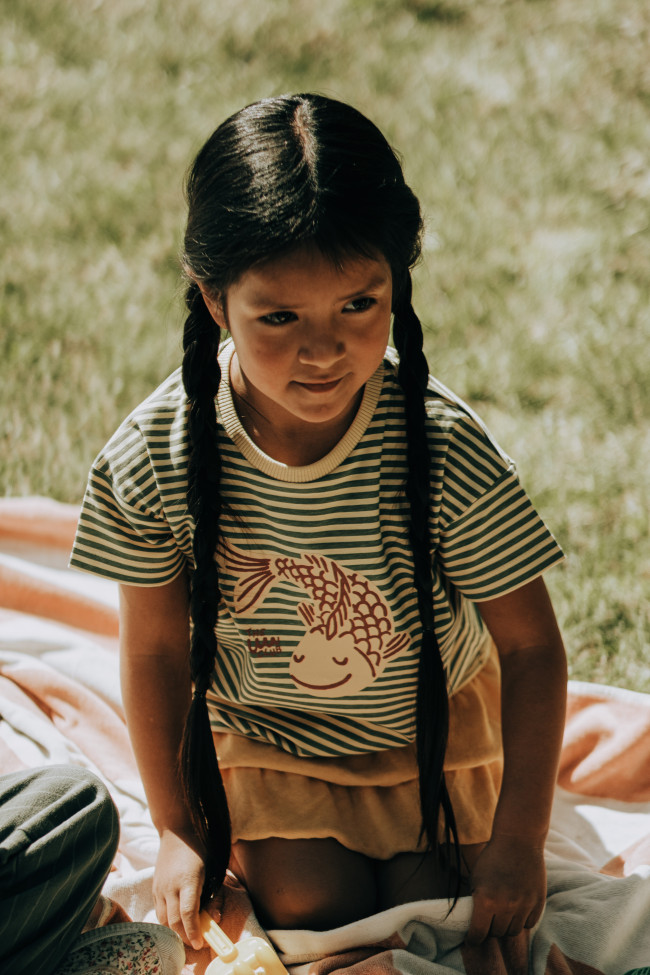 T-shirt streep fish geel 12m