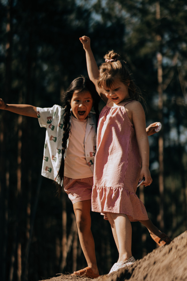 Jurk ruit lichtroze 18m