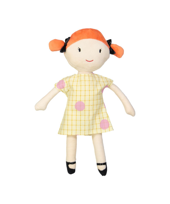Poppenkleed ruit dots geel