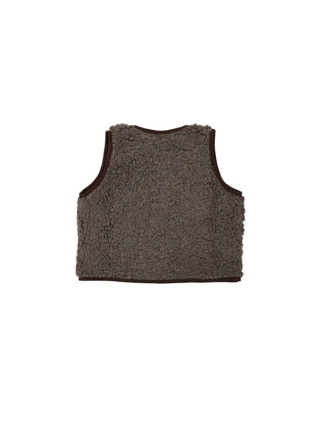 Bodywarmer teddy donkerbruin 12m-18m