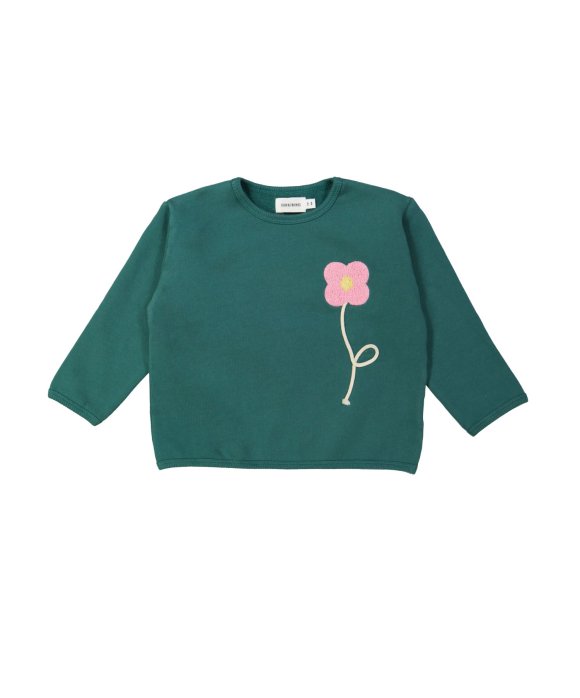 Sweater flower donkergroen