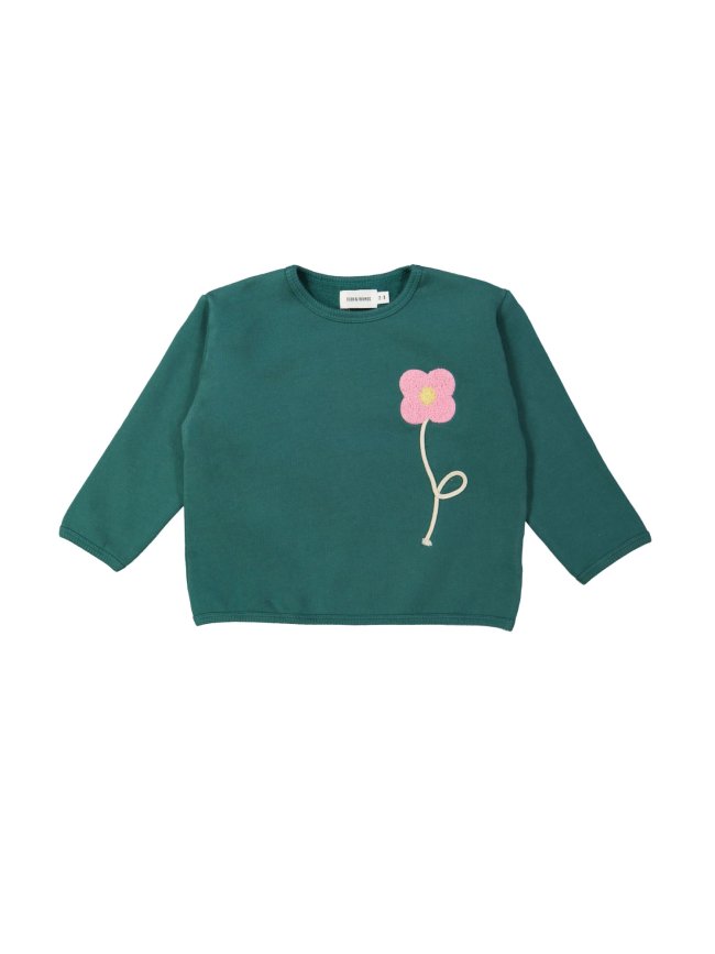Sweater flower donkergroen 12m