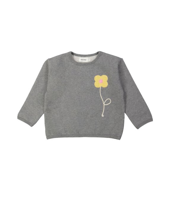 Sweater flower grijs chiné