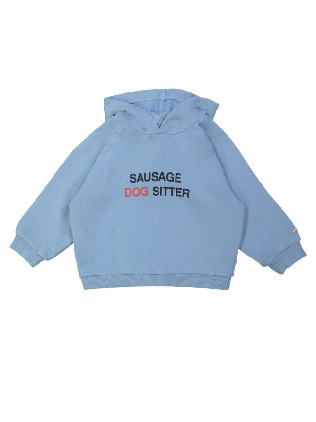 Hoodie sausage dog blauw 12m