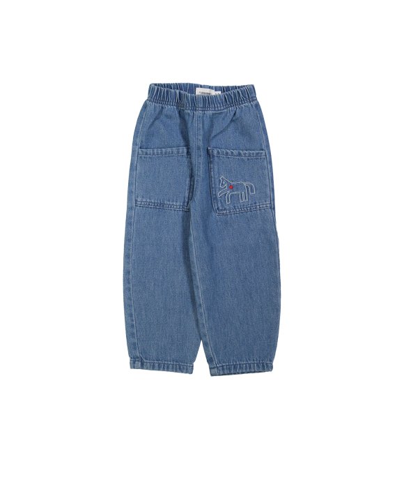 Jeans balloon stone bleach pocket horse