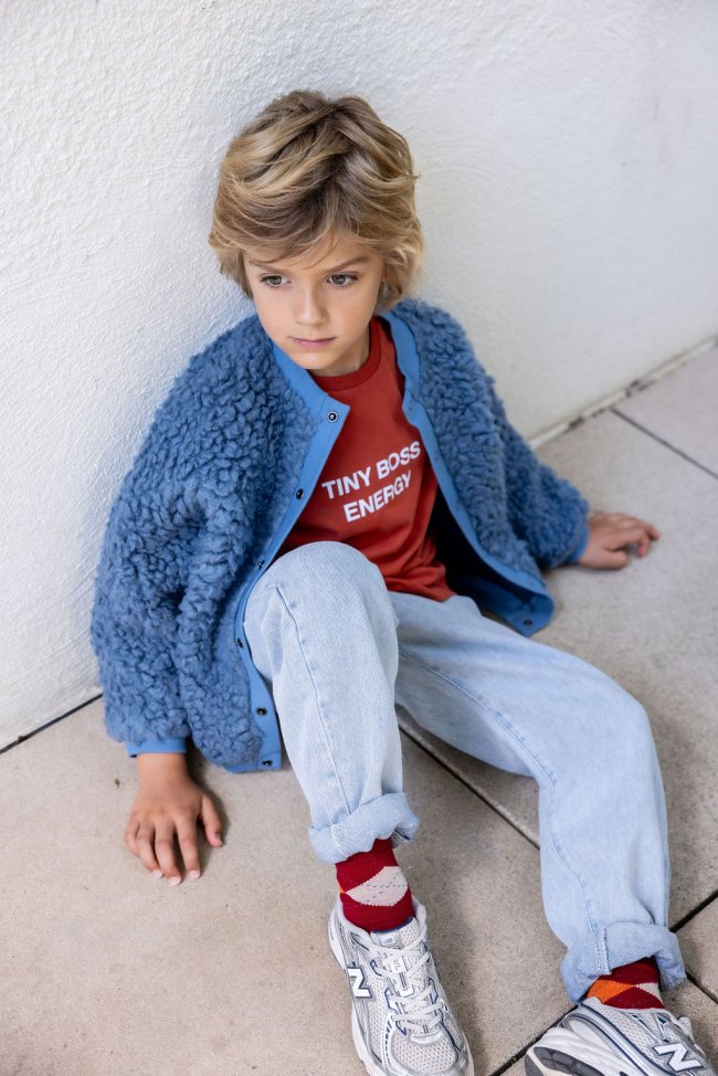 Gilet teddy grijsblauw 12m-18m