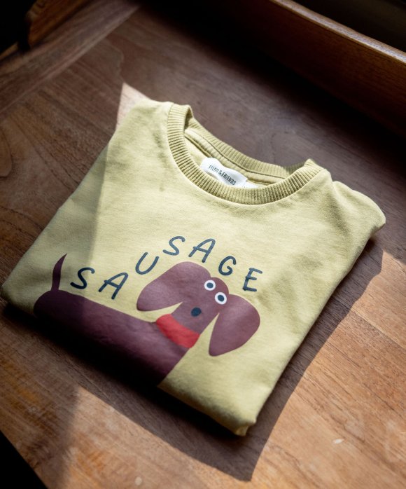 T-shirt sausage dog kaki