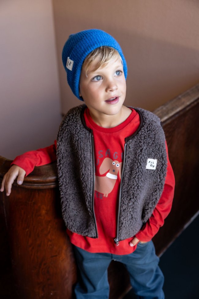 Bodywarmer teddy donkerbruin 12m-18m
