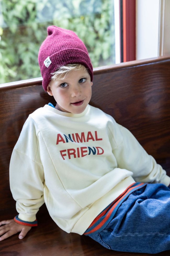 Sweater animal friend vanille 12m