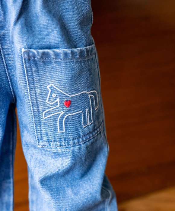 Jeans balloon stone bleach pocket horse
