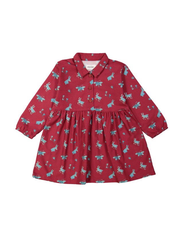 Jurk rabbits rood 12m