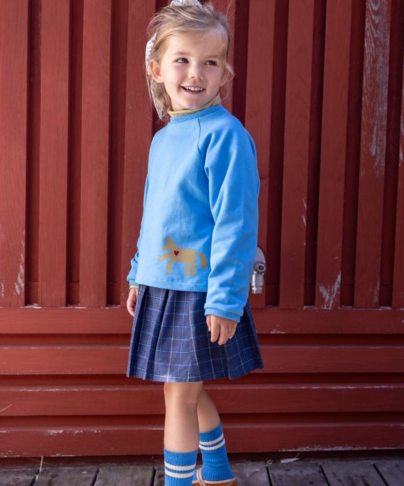Sweater horse afgewassen blauw