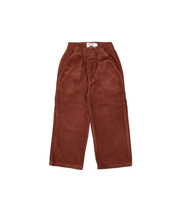 Broek straight brede rib roodbruin