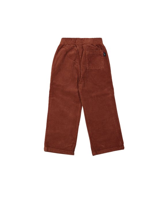 Broek straight brede rib roodbruin