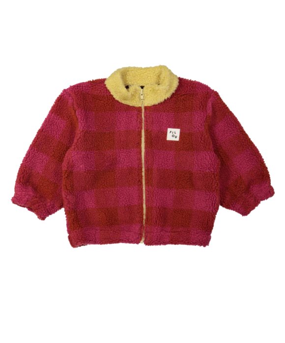 Gilet teddy ruit roze
