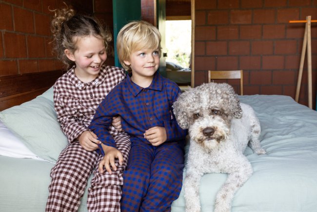 Pyjama ruit kobalt 12m-18m