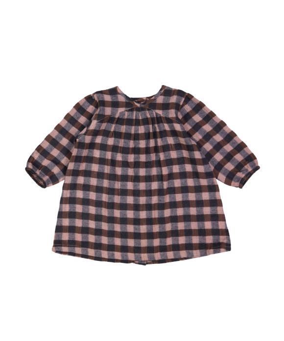 jurk mini ruit flanel bruin