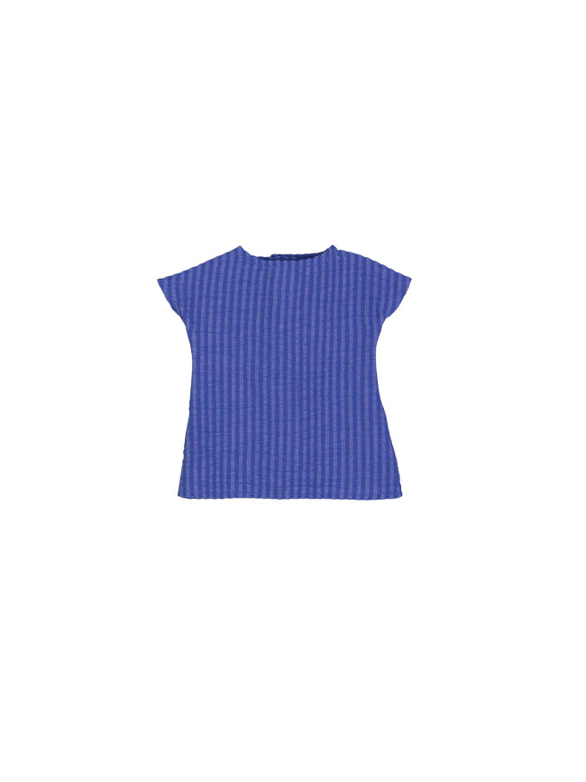 Poppenkleed streep blauw