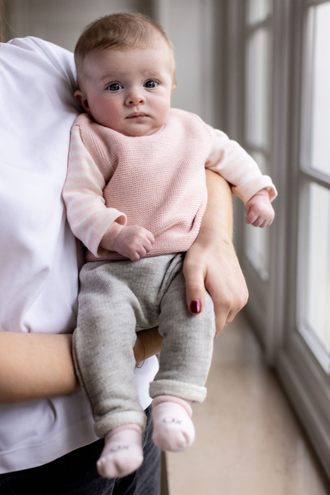 T-shirt rib streep lichtroze 00m