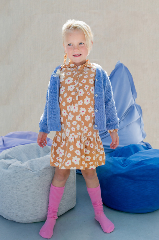 Jurk rib flower camel 04j