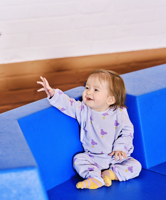 broek comfy mini bear flower lichtblauw