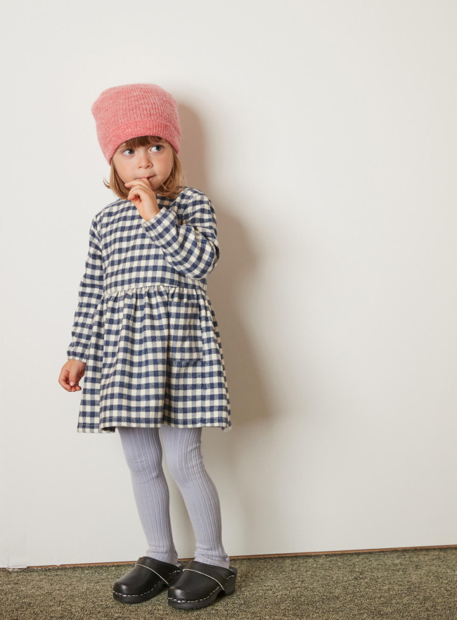 jurk ruit flanel ecru blauw 03m