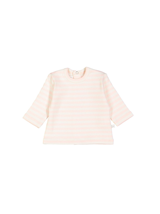 T-shirt rib streep lichtroze 00m