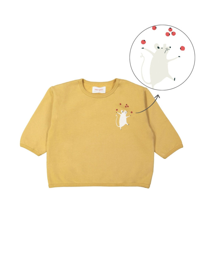 Sweater mouse mosterd 12m-18m