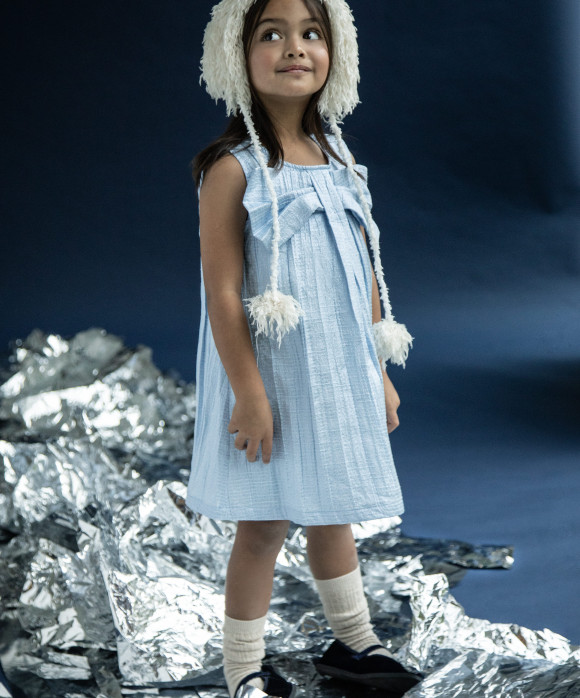 Jurk metallic lichtblauw 