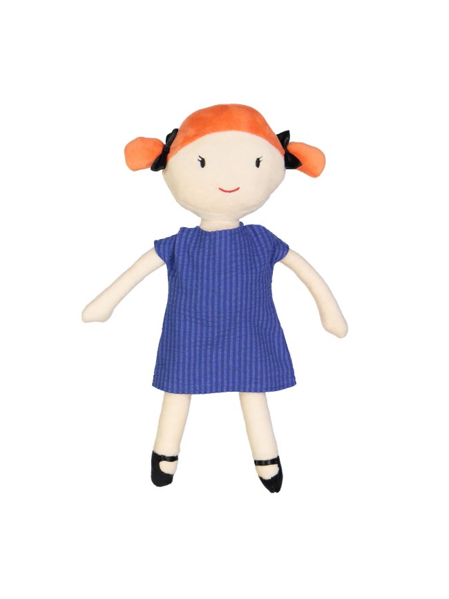Poppenkleed streep blauw