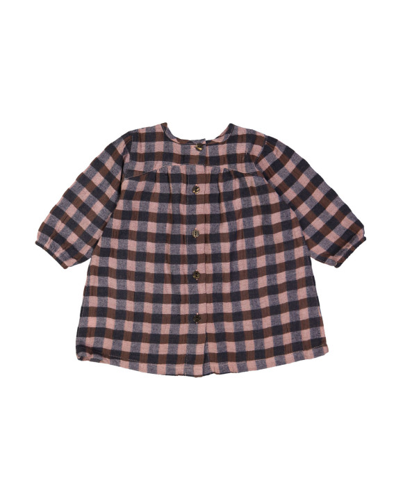 jurk mini ruit flanel bruin